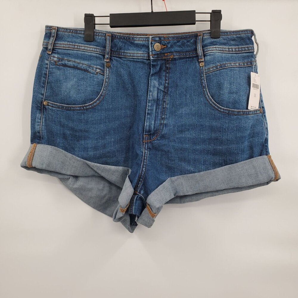 Anthropologie Plicro Rolled Cuff Denim Jean Shorts Women Size 32 NWT High Rise